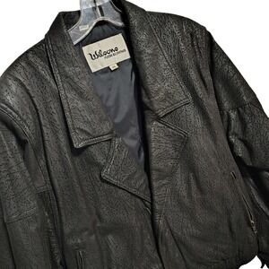 Vintage Wilsons Suede Leather 80's Glam  Womens Jacket Textured Black Size 38